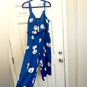 Sleeveless Blue Floral Romper